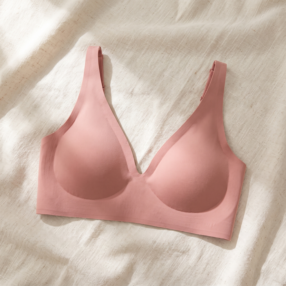 [Pêche] Soutien-gorge Nidélie sans armature, coloris Pêche, à plat